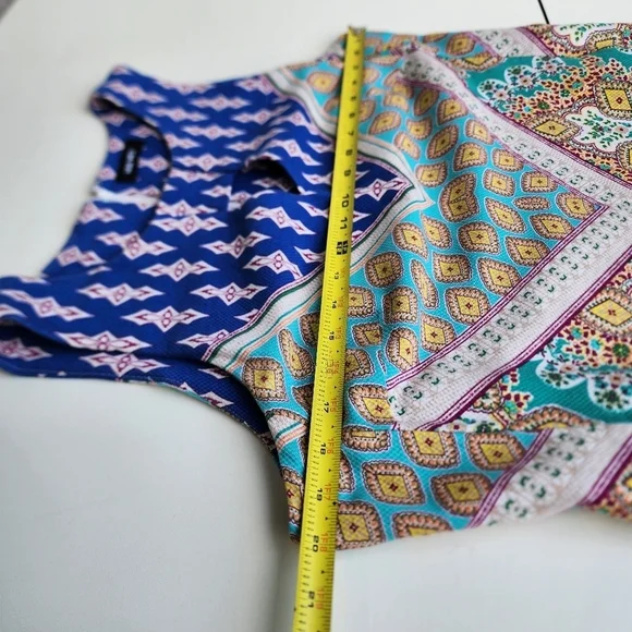 Nine West Womens Multicolor Keyhole V-Neck Floral Short A-Line Dress Size 12 - Picture 9 of 14